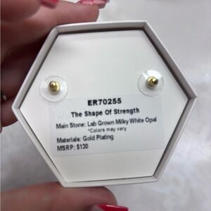 Gold Plated Opal Earrings - The Shape of Strength bono party earrings brand new